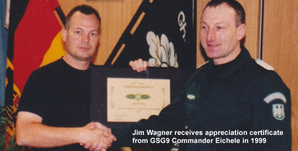 German Grenzschutzgruppe 9 or GSG9 gives Jim Wagner Certificate
