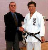 Shihan Handyside with his mentor Hirokazu Kanazawa 10th Dan IMAF