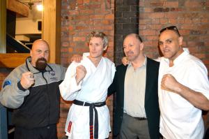 Simon Keegan With Liverpool Karate masters Brian McKinley, Terry O’Neill and Alfie Lewis