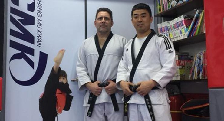 Alain Burrese and Jun-kyu Lee in Korea in 2018