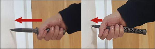 The Knife Grip - Hand Sliding Down Blade After Hitting a Hard Object