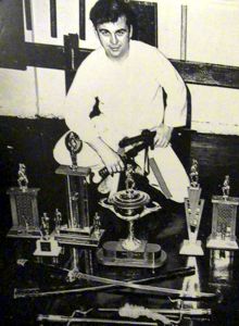Sensei Doug Dwyer with some of his trophies 1965