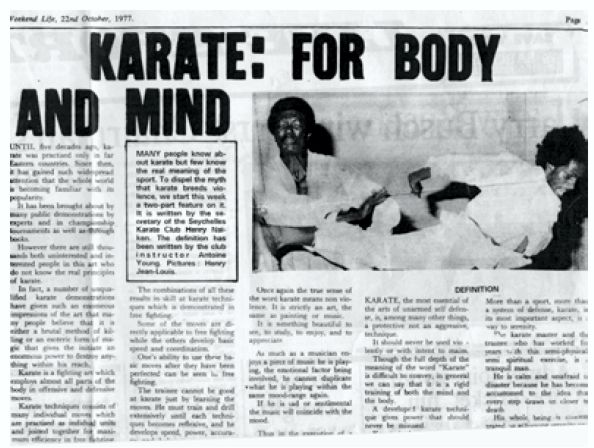 Henry Naiken's first martial arts article