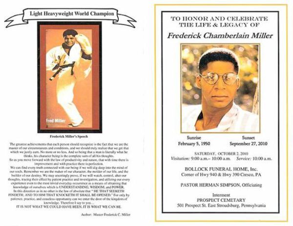 Fred Miller Celebration of Life Poster