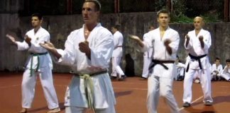 Practicing Sanchin Kata