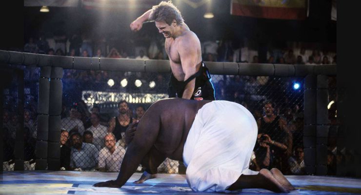 Keith Hackney fighting Emmanuel Yarborough in at UFC 3.