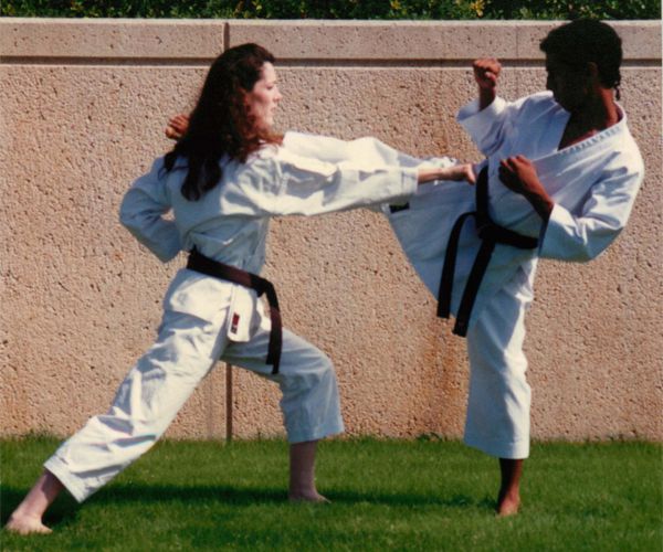 Linda and Carlos Molina practicing Kumite