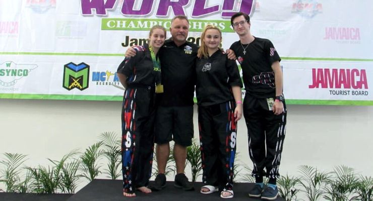 Sensei Ray Bryant and athletes at the ISKA World Championships Jamaica.