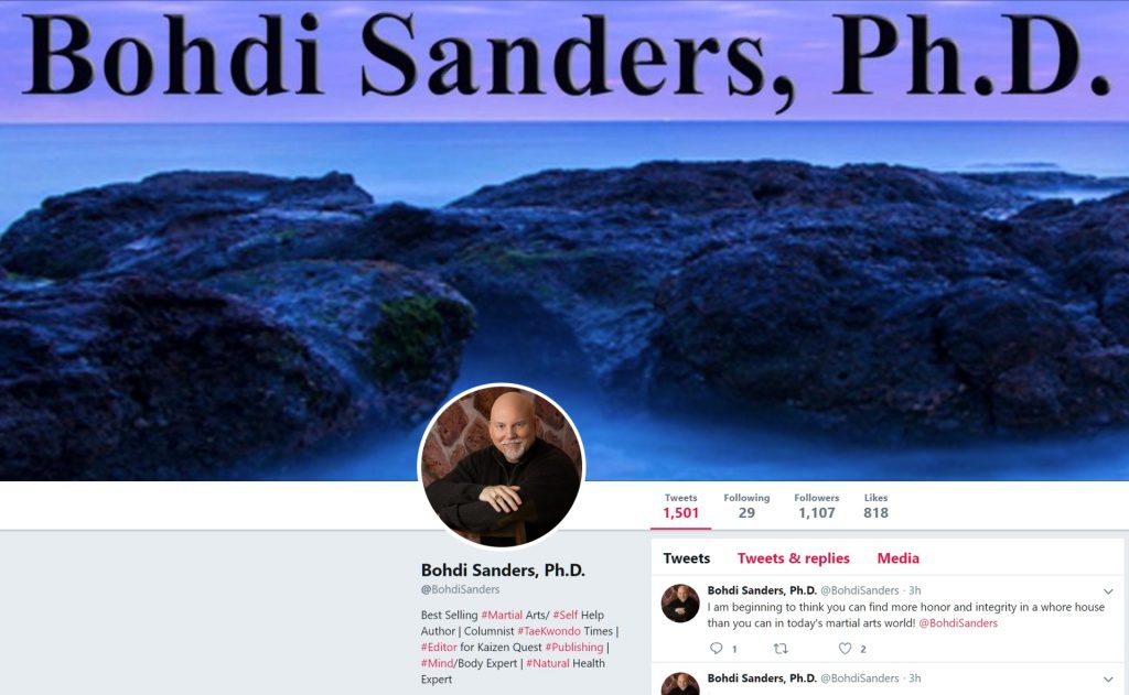 Bohdi Sanders Tweet about martial arts honor and integrity - 02-10-2019.