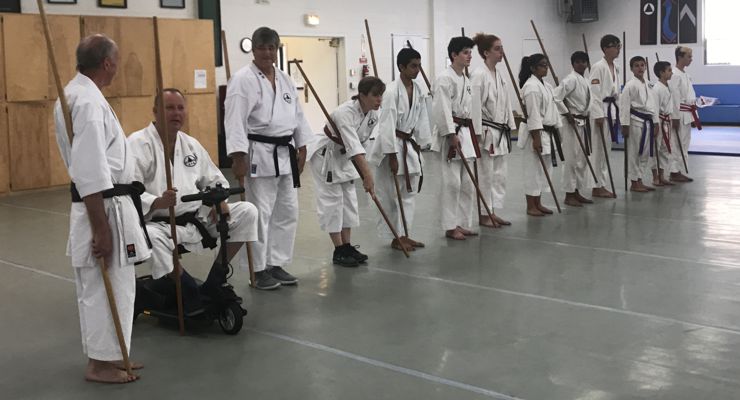 Martial Arts instructor Peters Grootenhuis and students.