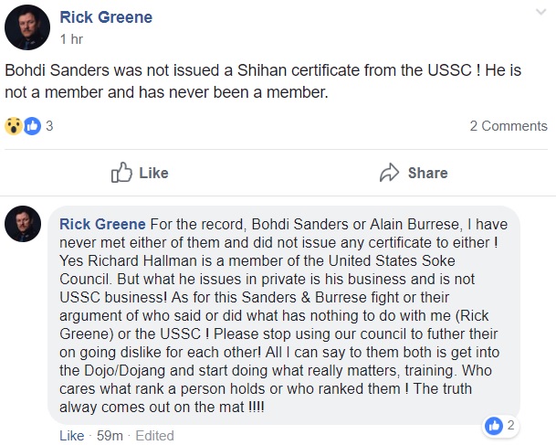 Rick Green Facebook post about Bohdi Sanders