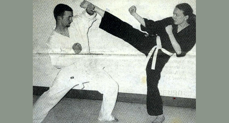 Hermitage School Students, Juniors Kenny Hooten and Mary Tanner, practicing karate.