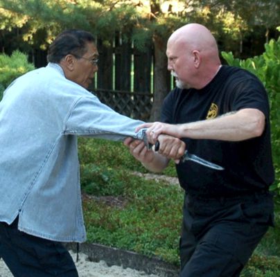 Al Dacascos and Bohdi "training" in Bohdi's yard.