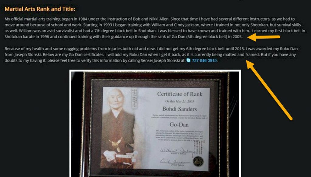 Bohdi Sanders fake martial arts degrees