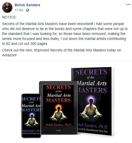 Sanders’ resent post regarding Secrets of the Masters
