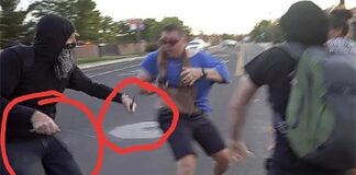 An armed Civilian Defending Himself Against the American Terrorist Group - Antifa